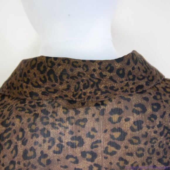 Silk Icon Collection 100% silk leopard animal print button down shirt,‎ size L - Picture 9 of 16